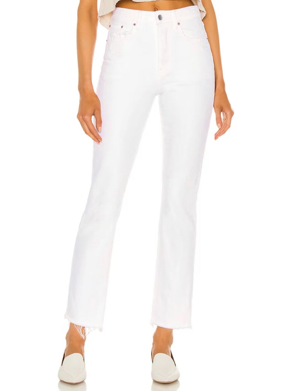NWT GRLFRND Karolina High Rise Straight Crop Jeans Brentwood White Size 28